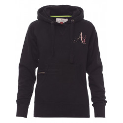 Sweat femme noir à capuche et poche zip par Audrey Alexandre